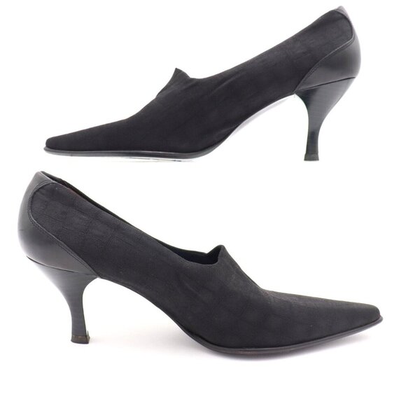 Donald J Pliner Lacia Womens Sz 7M US Black Canvas‎ Croc Print Pointed Toe Pumps - Picture 5 of 9